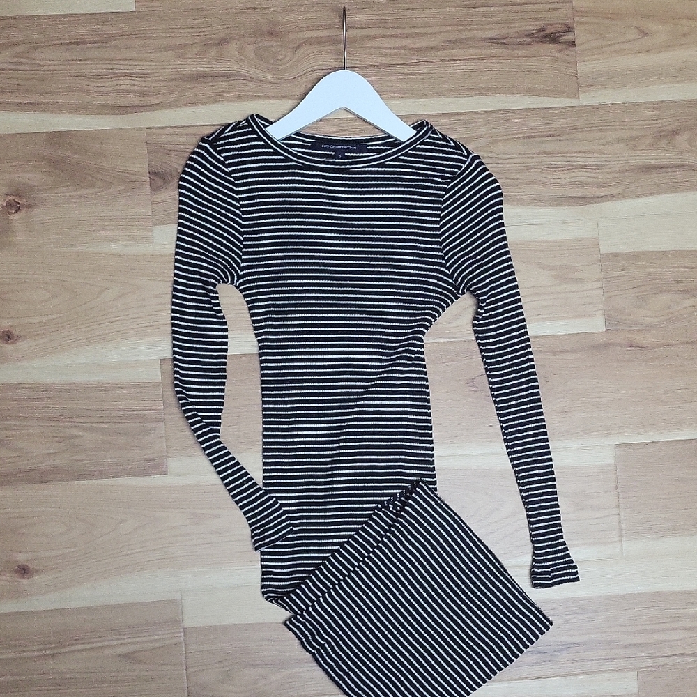 French Connection Black and White Striped Top